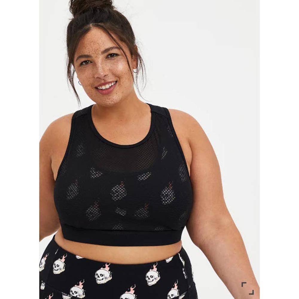 TORRID 3X  BLACK SKULL FRONT FLAMES SPORTS BRA
